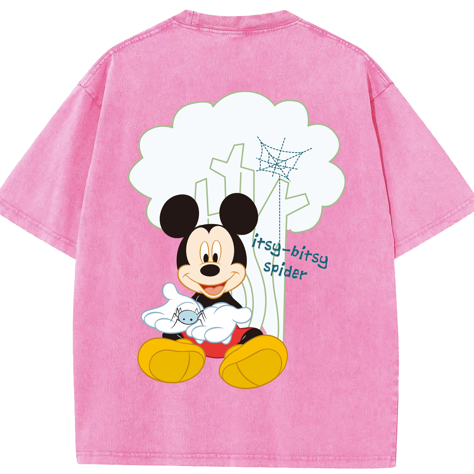 （画像用） ミッキーマウス Mickey Mouse 綿100% ヴィンテージ風 半袖Tシャツ（背面プリント）